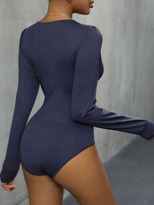 Lace Detail Plunge Long Sleeve Bodysuit