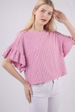 Load image into Gallery viewer, VERY J Full Size Texture Ruffle Short Sleeve Top