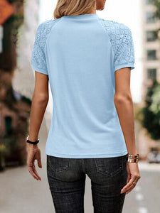 Openwork Lace Detail Short Sleeve T-Shirt
