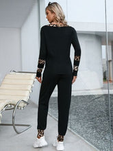 Load image into Gallery viewer, Leopard V-Neck Top and Drawstring Pants Set