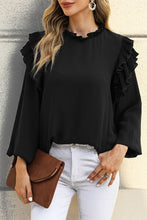 Load image into Gallery viewer, Ruffled Round Neck Long Sleeve Blouse