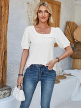 Load image into Gallery viewer, Eyelet Asymmetrical Neck Short Sleeve T-Shirt