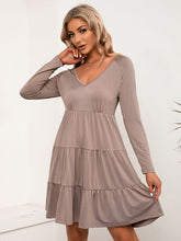 Load image into Gallery viewer, V-Neck Long Sleeve Tiered Dress
