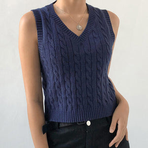 Cable-knit V-Neck Sweater Vest ( 3 colors)