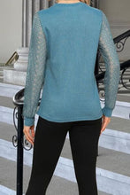 Load image into Gallery viewer, Waffle-Knit Round Neck Long Sleeve Blouse