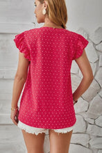 Load image into Gallery viewer, Swiss Dot Ruffled Cap Sleeve T-Shirt