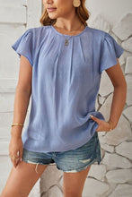 Load image into Gallery viewer, Round Neck Keyhole Cap Sleeve T-Shirt